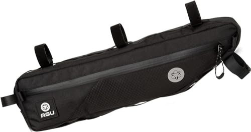 AGU Tube Fahrrad Rahmentasche, 5,5L Rahmentasche Fahrrad für Bikepacking, Wasserabweisend, Reflektierend Polyester, Einfache Montage, 100% Recyceltes Polyester - Schwarz