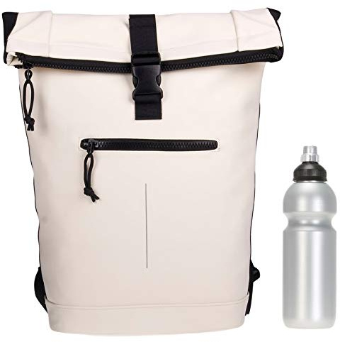 New Rebels Mart Time Bag Kurierrucksack Plane 51.1135 05 Cream Weiss +f | Fahrradrucksack Rucksack wasserabweisend Laptopfach Sport Freizeit Fitness Reise Wertfach Roll-Top + Trinkflasche