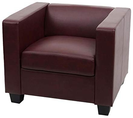 Mendler Sessel Loungesessel Lille - Kunstleder, rot-braun