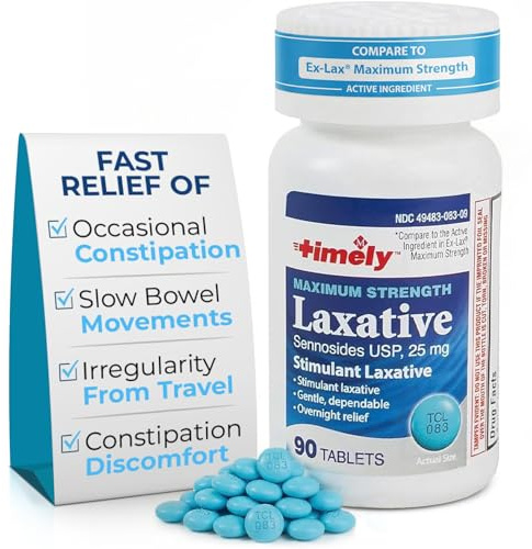 TIME-Cap Labs Maximum Strength Laxative Senna Tablets 25mg, 90 Count