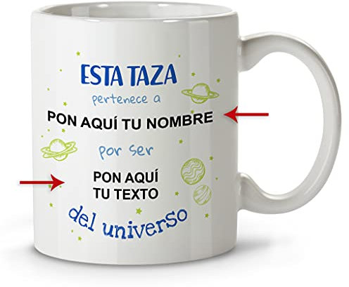LolaPix Taza desayuno originales. Tazas personalizadas. Tazas desayuno originales. Tazas con frases. Regalos personalizados. Universo Morado. Taza cerámica 330ml