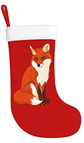 Yilad Fuchs Weihnachtsstrümpfe Xmas Strümpfe mit Plüsch Kunstpelz Manschette Dekoration für Urlaub Familie Party 20 Zoll