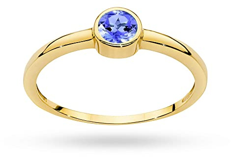 MARKO Klassischer Damenring aus Gold mit 0,35 Karat Tansanit, 14 Karat Gold (585) | Goldring mit Box | Goldring für Frauen (Tansanit, 52 (16.5))