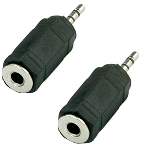 PENCILUPNOSE© (2 pack 2.5mm MALE to 3.5mm FEMALE AUX JACK PLUG AUDIO STEREO CONNECTOR ADAPTER