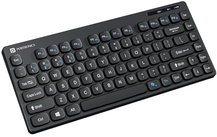 Portronics Bubble Multimedia Wireless Keyboard 2.4 GHz & Bluetooth 5.0 Connectivity, Noiseless Experience, Compact Size for iOS iPad Air, Pro, Mini, Android, Windows Tablets PC Smartphone(Black)