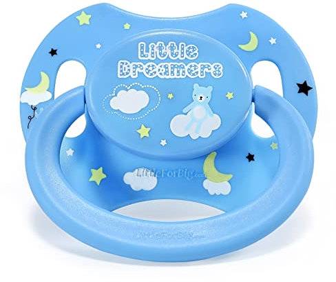LittleForBig Großer Saugerschild Schnuller der Generation II in Erwachsenengröße Kleine Träume Muster Blau