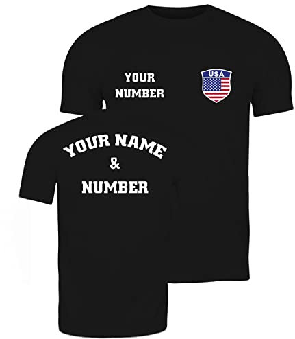 lepni.me Herren Vereinigte Staaten Fußball Shirt Ihrem Namen Nummer Amerikanische Flagge Abzeichen Personalisiertes Trikot Weltmeisterschaft 2022 (3XL Schwarz Mehrfarben)