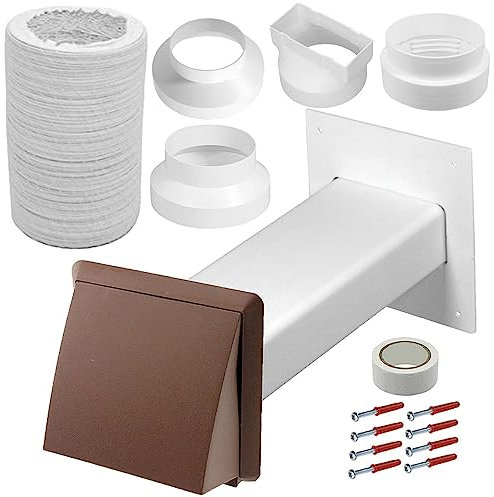 SPARES2GO Air Conditioner External Vent Kit Compatible with AEG fits Zanussi 4 5 6 100mm 125mm 150mm Exterior Wall Brick Duct Set (Brown)