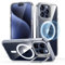 ESR for iPhone 15 Pro Max Case, Compatible with MagSafe, Military-Grade Protective Case, Built-In Stash Stand Phone Case, Scratch-Resistant Back Cover, Classic Series, Clear