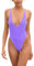 SHEKINI Costume Intero da Bagno da Donna con Scollo a V, Schiena Scoperta, Costume da Bagno Brasile, Taglio Alto, Monokini, Viola Chiaro, S