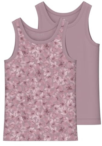 NAME IT NMFTANK Top 2P Flower Noos Canottiera, Mauve Shadows, 86 Bambina