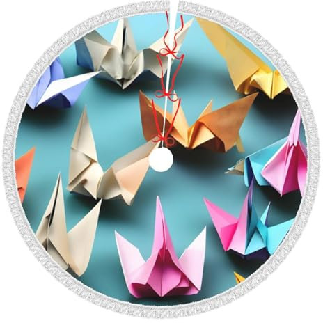 Gonna per albero di Natale con stampa di gru di carta origami, durevole, grande decorazione per la casa, albero ma