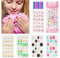 VEGCOO 120 Piezas Uñas Postizas para Niñas con 5 Limas de Uñas y Pegatina, Puntas de Uñas Niñas Pre Pegamento Uñas Artificiales Cortas para Niñas, Nail Art Manicura Decoración (B, varios tamaños)