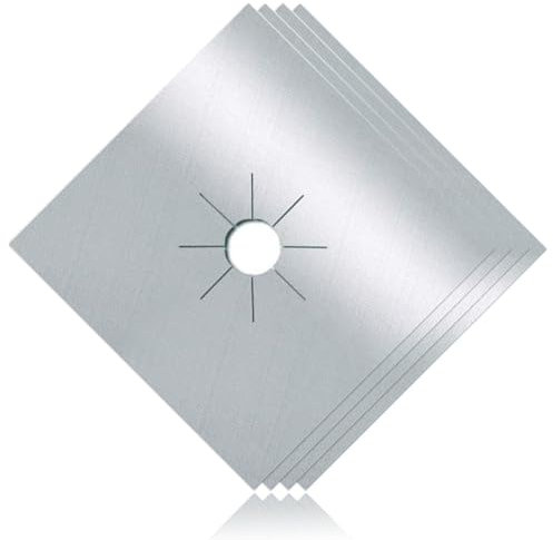 4 Pezzi Protezioni per Fornelli a Gas,Proteggi Fornelli Cucina,Coperchio Piano Cottura,Rivestimento Cucina,Rivestimento Antiaderente, Copri Piano Cottura(Argento)