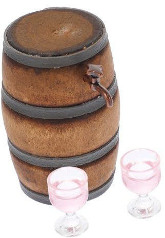 TOYANDONA 1 Satz Puppenhaus Weinfass Mini-Weingläser Mini-Bierfass Puppenhaus-Weinbehälter Modelle Mini-Hauszubehör Vintage Mini-Weinfass Miniatur Statue Suite schmücken n116 Holzfass Harz