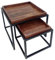 Amago home Couchtisch 2er Set 54x54 cm quadratisch u. Beistellttisch Satztisch Metall Gestell Holzplatte massiv Farbe Bassano - schwarz matt