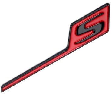 NIBOTT 3D-ABS-Kofferraum-S-Logo-Abzeichen-Aufkleber passend for Mercedes S-Emblem AMG A45 W176 CLA45 C117 C63 W205 E63 W212 GLA45 X156 GLC GLE 63 (Color : Red Black)