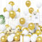 Unisun Luftballons Weiß und Gold, 60Stück 12Zoll Ballons Matt Weiß Gold Latex Luftballon Mädchen Frauen Babyparty Geburtstag Hochzeit Jubiläum Abschlussfeier Verlobung Bachelor Brautparty Dekoration