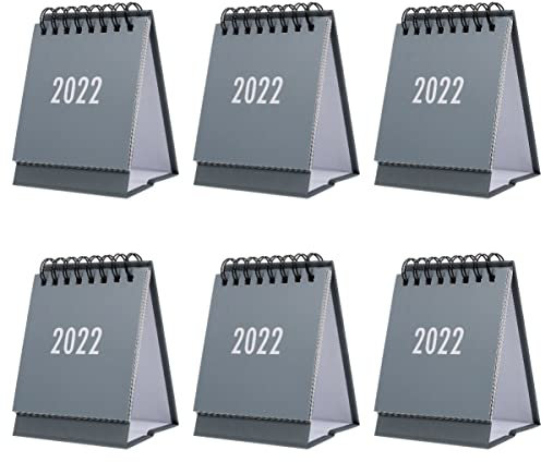 6 Stück 2022 Mini Tischkalender Tischkalender 2021-2022 Mini Kalender 2022 Mini Kalender 2021-2022 Stehkalender Mini Tischkalender auf Staffelei Bürobedarf Spirale Clamshell Wohltätigkeitsorganisation