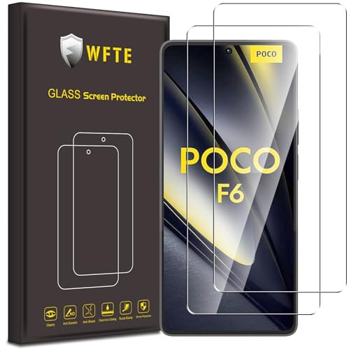 WFTE [2-Pack Protector de Pantalla para Xiaomi Poco F6,9H Dureza,Huellas Dactilares Libre,Sin Burbujas,Cristal Templado Protector de Pantalla Xiaomi Poco F6