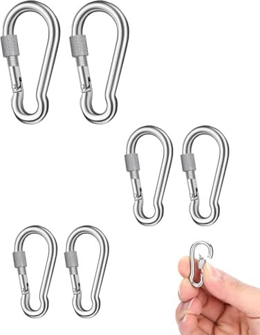 TOZBLEU moschettone - 6 pcs Moschettoni con ghiera,3dimensioni,Moschettone con chiusura a vite fino a 80 kg Ganci a scatto per interni ed esterni,Ganci per amache, sacchi da box, portachiavi, ecc