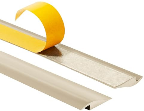 Quest Übergangsprofil, Höhenausgleich Selbstklebend, Übergangsleiste - 50 mm x 7 mm - PVC Höhenausgleichsprofil Abschlussprofil, Anpassungsprofil, Bodenleiste ohne Klebeband (Beige, 2 Meter)