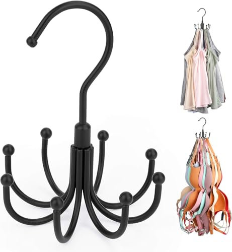 Organizer Unterwäsche Tank Top Kleiderbügel - Drehbarer BH-Organisator für den Kleiderschrank，Max 24 Speicherkapazität Sport-BH-Halter, Metall Platz sparende Closet Organizer und Lagerung,für Garderob