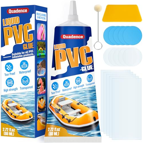 Quadence Hot Tub Repair Kit, Heavy Duty Bouncy Castle Repair Kit Vinyl Repair Kit PVC Glue for Air Mattress, Air Bed, Bounce House, PVC Boat, Hot Tubs, Inflatable Spas, Tent, Swimming Ring (80ml)