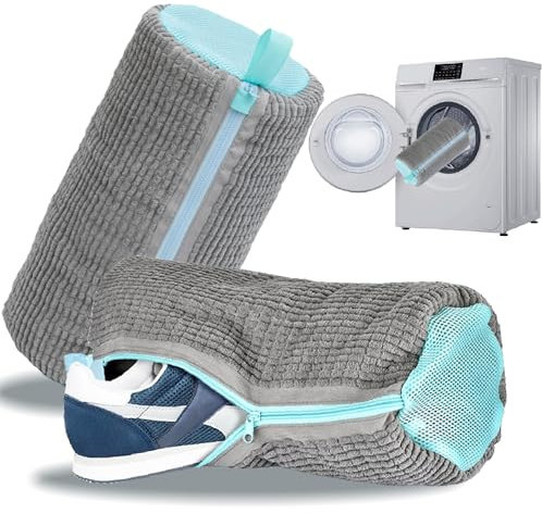 Shoe Washing Machine Bag Trainer Shoe Bag Laundry with Zips 360° Cleaning Reusable Shoe Cleaner for Sneakers Canvas Tennis Running Shoes(GREY 2Pcs)