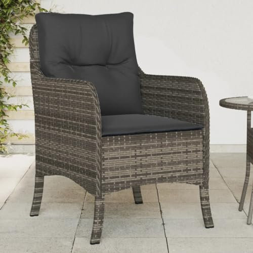 Outdoor Terrassenmöbel Set 2 Stück Grau Poly Rattan Sofa Stühle mit Kissen Bequeme Garten Sitzgelegenheit für Terrasse und Garten