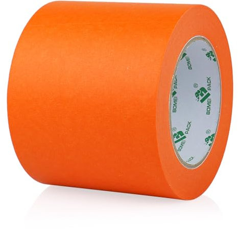 BOMEI PACK Orange Kreppband 100mm x 50m - Malerband Für Abdeck- & Malerarbeiten - Universell einsetzbar Abklebeband/Malerkrepp