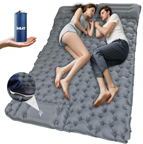 Isomatte Selbstaufblasend 2 Personen, Ultraleicht Luftmatratze Camping mit Fußpresse Pumpe,wasserdichte kompakte Isomatte für Outdoor,Wandern,Backpacking,Camping,Strand