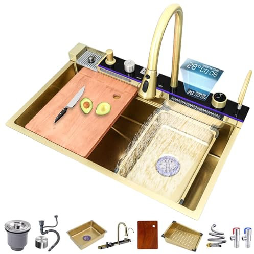 Fregadero de cocina de acero inoxidable de 80 x 45 cm, diseño multifuncional para cocinas modernas y elegante solución de fregadero