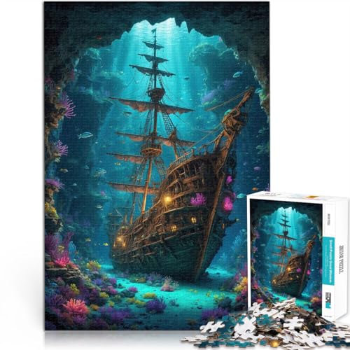 Versunkenes Piratenschiff Teenager-Puzzle 1000 Teile Stressabbau – Staycation – Zeit totschlagen Tolle Geschenke und Spielzeuge 38x26cm