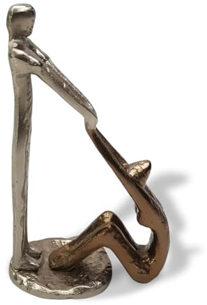 Elm home and garden Silver and Gold Aluminium Helping Hands Sculpture - Abstract Figurine for Home Accessories - Symbolic Decorative Ornament - 25cm