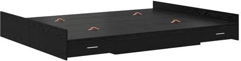 vidaXL Cadre de lit avec Rangement avec tiroir Chêne Noir 160 x 200 cm, Chambre, lit Design Minimaliste, Rangement Pratique, mobilier Contemporain pour Gagner de l'espace