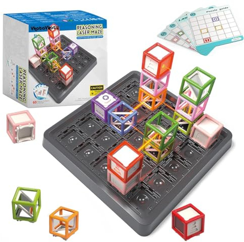 AURIVEE Laser-Labyrinth Logikspiel, STEM Lernspielzeug für Kinder 8-14 Jahre, Mit 60+ Herausforderungen & 37 Cubes,Wissenschafts-Kit, Geburtstagsgeschenk