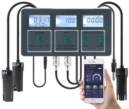 NGTFDCP TDS-Messgerät, Smart PH ORP TDS EC Salt S. G Temp CF Monitor Meter Online Aquarium Wasser Qualität Tester Daten Logger Controller für Trinkwasser