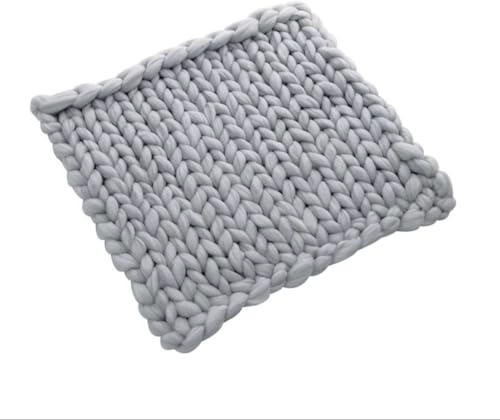 Chunky Yarn Weich Warme, dicke Strickdecke aus grobem Garn, Grau, 60 x cm