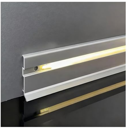 Profilo in alluminio per LED, Battiscopa con profilo a canale in alluminio e modanatura a parete for illuminazione a LED e decorazioni 40-80 mm(B,40mm/1.57in)