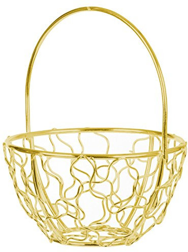 URBNLIVING Small Round Gold Wire Mesh Basket