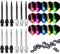 ToBeIT Dartspitzen Stahl 12 Stücke und 20 Stücke Dart Gummiring Plus 2 Set Dart Flights - Wechselspitzen aus Metall 2BA Plus Dart GummiringeDart Zubehör Set geeigent für Steeldart