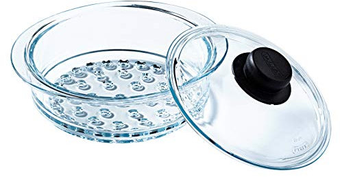 Pyrex - Panier Vapeur 20cm et Couvercle avec bouton - Verre Borosilicate - Made in France