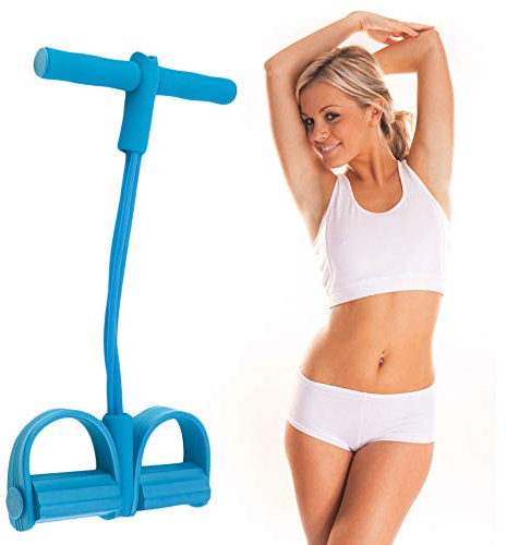 Elastisches Sit Up Pull Seil Pedal Widerstandsband mit Griff, 4 Schläuche Fitness Tension Sit-Up Übungsgerät Yoga Body Sport Trimmer Shaper für Bauch/Taille/Arm/Beine Stretching Schlankheitstraining