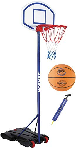 Bundle Hudora 3er Set Basketballständer Hornet 205 + Basketball + Ballpumpe (farblich Sortiert)