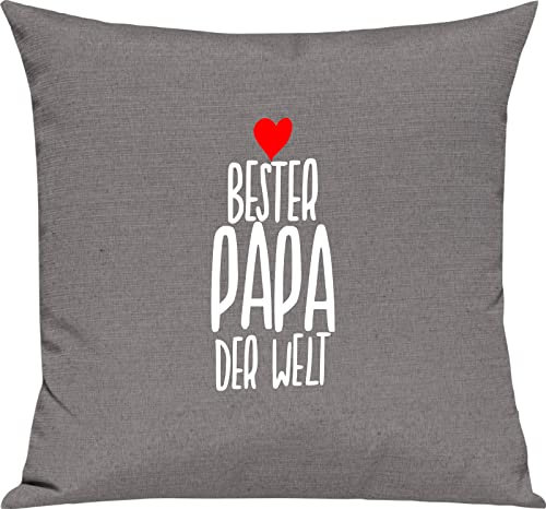 Kleckerliese Kissen Kissenbezug Kissenhülle 40x40cm Bester Papa der Welt, Farbe Grau
