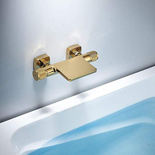 SJQKA-Mitigeur Baignoire Cascade Mural Robinet De Baignoire Pommeau De Douche Cascade Mural Robinet De Baignoire Chaud Et Froid (d'or)