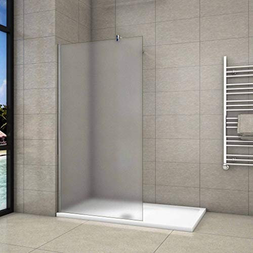 Walk In Parete Per Doccia Vetro Temperato 8mm Anticalcare Satinata-Opaca 80x200 cm Barra Stabilizzatrice da 140 cm