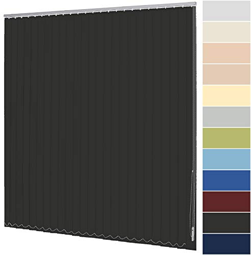 Lamellenvorhang nach Maß Vertikaljalousie 127 mm für Tür und Fenster viele Farben Maßanfertigung Jalousie Lamellen Rollo Wand- und Deckenmontage (Breite 200,1-220 cm x Höhe 140,1-160 cm, Anthrazit)
