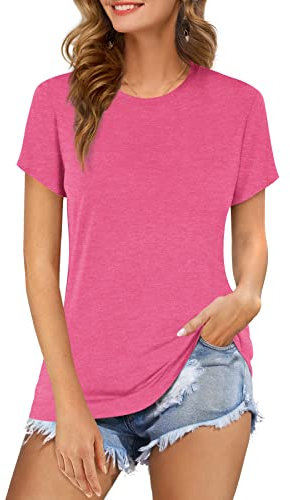Beluring T Shirt été Longue Chemise à Manches Courtes avec Lacets Bleu foncé M Rose S